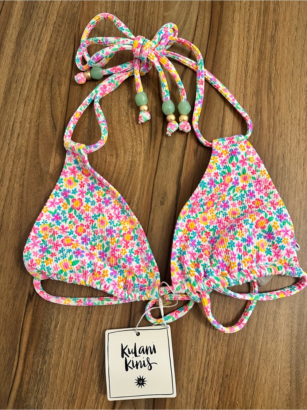 Kulani Kini Floral Triangle Bikini Set - Pink Multi - Picture 5 of 5